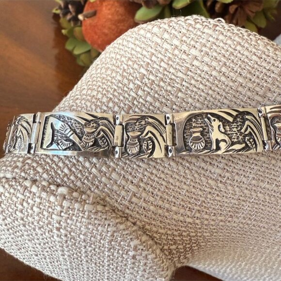 VTG 1980'S Navajo Tommy Jackson Storyteller 925 Sterling Silver Braclet 32 Grams - Picture 12 of 16